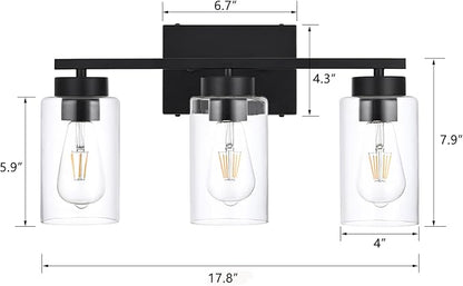 3-Light Bathroom Vanity Light, Modern Black Wall Lights - Image 2