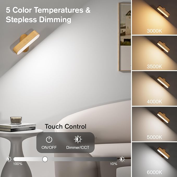 Hensam Wall Sconce, LED Battery Operated Wall Sconce - Image 3