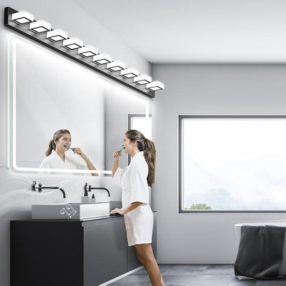 Ralbay 66inch Matte Black Bathroom Vanity Lights Metal Acrylic LED Modern Black - Image 4