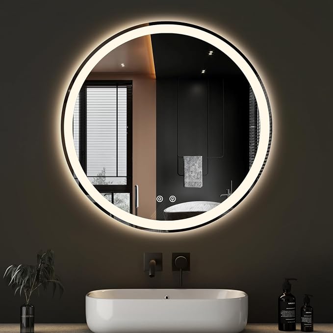 NEWBULIG 30 Inch Round LED Bathroom Wall Mirror by NEWBULIG