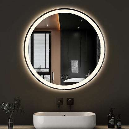 NEWBULIG 30 Inch Round LED Bathroom Wall Mirror by NEWBULIG