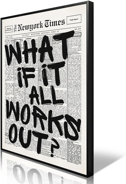 What If It All Works Out Canvas Wall Art, Positive Affirmations Wall Decor by Enlaizhude