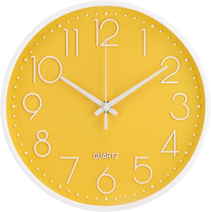 Wall Clock 10 Inch Non-Ticking Silent Modern Simple Style Round Decor Clock by BAKBRAND