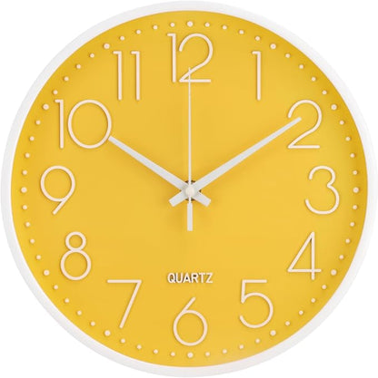 Wall Clock 10 Inch Non-Ticking Silent Modern Simple Style Round Decor Clock by BAKBRAND