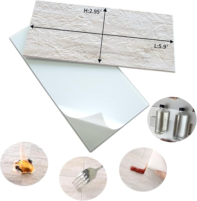 AULIGET 4-Piece Beige Slate Peel and Stick Backsplash Wall Tiles, Laundry Room - Image 5