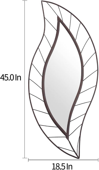 ironsmithn Decorative Wall Mirror, Leaf Design Metal Frame - Image 3