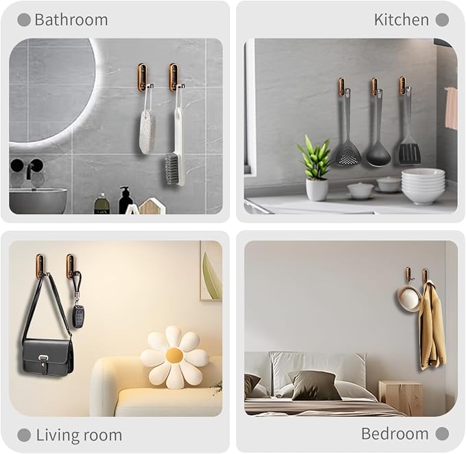 6PCS Foldable Wall Hooks, Zinc Alloy Flip Down Hooks, Retractable Wall Hooks - Image 6