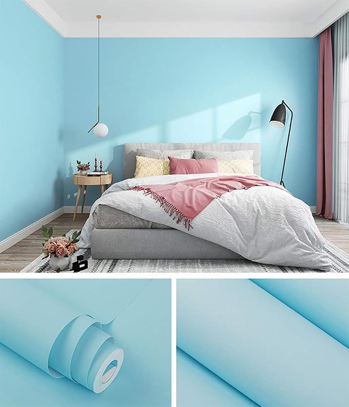 118"x17.7" Teal Peel and Stick Wallpaper Solid Color Teal Contact Paper - Image 7