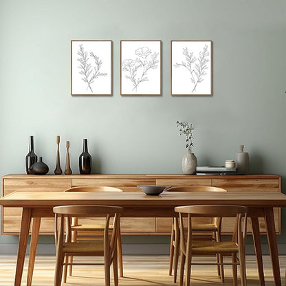 KISSFOX 3 Piece Framed Wall Art Botanical Wall Decor Floral Pictures Wildflower - Image 2