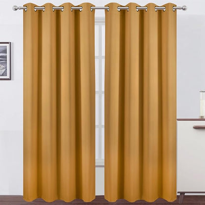 LEMOMO Blackout Curtains 52 x 108 inch/Mustard Yellow Curtains Set of 2 by Lemomo