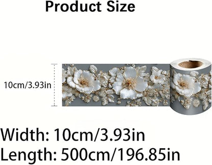 Pearl Wallpaper Border 196x4 Inch Peel and Stick Wall Border Elegant Gray White - Image 8