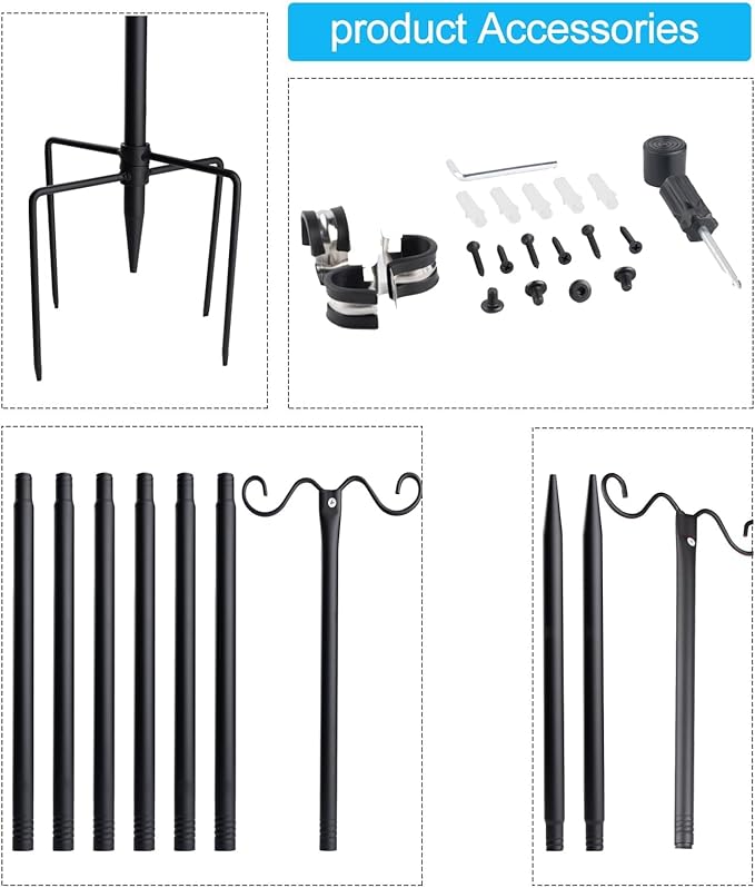 Lightdot Outdoor String Light Poles, 9FT Metal Patio Light Poles Post for Outside with Fork for Outside Hanging Backyard Garden, Deck Lighting Stand for Parties, Wedding, Halloween Decor -6Pack