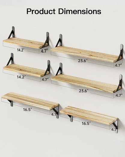 AMADA HOMEFURNISHING Long Wall Shelves, Rustic Farmhouse Style, Wood Floating - Image 3