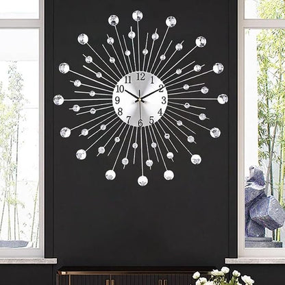 Large Wall Clock for Living Room Decor Non-Ticking Quiet Metal Quartz Clocks by SINMI