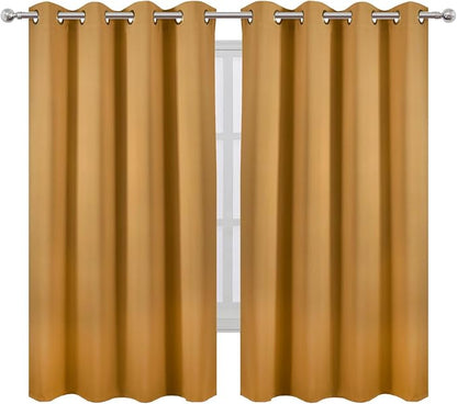 LEMOMO Mustard Yellow Blackout Curtains 52 x 63 Inch Length/Set of 2 Curtain - Image 2