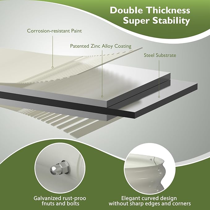 Raised Garden Bed Kit, 8x2x1 ft Galvanized Planter Box Outdoor, Oval Large Metal Raised Beds for Gardening Vegetables Flower Herb (Pearl White)