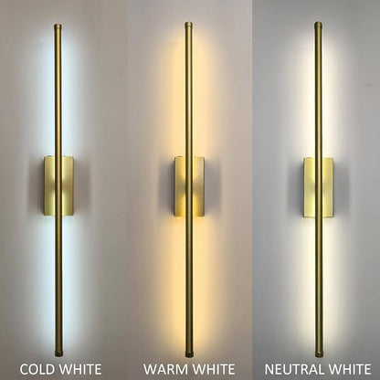 Set of 2 Battery Powered Linear Tube Rechargeable Gold Wall Sconce, Modern - Image 7