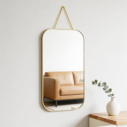 Gold Rectangular Wall Mirror, 15.6x9.2 Inch Modern Decorative Wall Mirror - Image 4