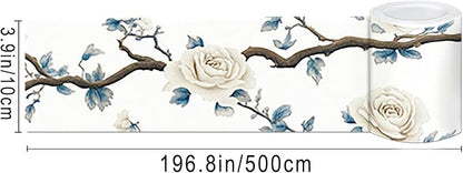IVN Wallpaper Border Peel and Stick PVC Rose and Branch Design 4x196 Inch - Image 3
