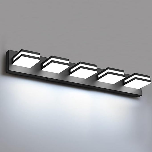 IZORRO LED Modern Bathroom Lights Fixtures, Matte Black Acrylic Wall Lighting by IZORRO