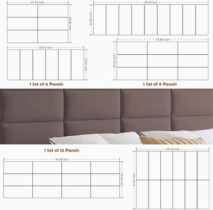 iNOW Wall Mounted Upholstered Headboard King, 3D Peel and Stick Soundproof Wall - Image 6