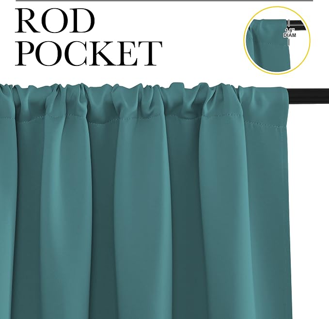 NICETOWN Blackout Curtains for RV Windows, Sea Teal, 2 Panels, Room Darkening - Image 2