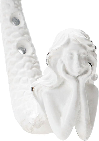 SOFFEE DESIGN 2pcs White Mermaid Shape Metal Coat Hooks, Playful Mermaid Design - Image 6