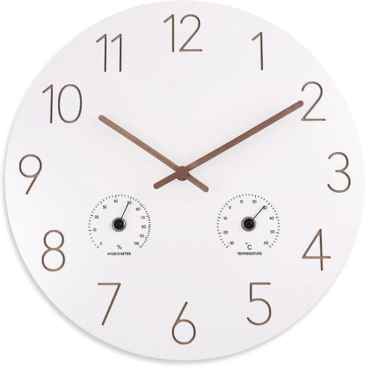 14 Inch Wall Clock, Wooden Frame Wall Clocks Decorative by Vigorwise