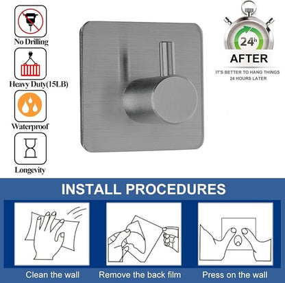 Fotosnow Adhesive Hooks Towel Hanger Wall Hooks - Image 3