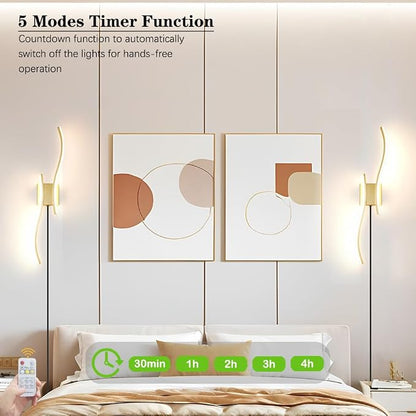 Daunton Modern Plug in Wall Sconce Set of 2, 3CCT Adjustable & Memory Function - Image 5