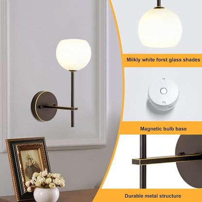 Brown Gold Battery Operated Wall Sconces Set of 2, Rechargeable Wireless Wall - Image 8