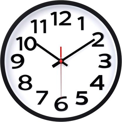 Wall Clock 12 Inch Silent Non-Ticking Big Numbers Easy to Read Wall Clocks by CrosstimeWallClockPracticalElegant