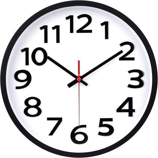 Wall Clock 12 Inch Silent Non-Ticking Big Numbers Easy to Read Wall Clocks by CrosstimeWallClockPracticalElegant