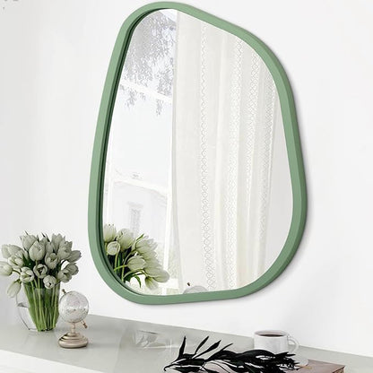 Asymmetrical Mirror for Wall Irregular Wood Frame Modern Unique Wall Mirror by HLFMVWE