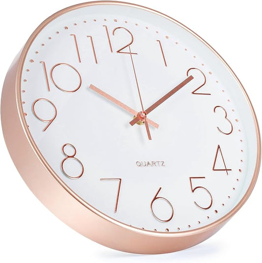 Wall Clock 12 Inch Non-Ticking Silent Modern Simple Style Round Decor Clock - Image 2