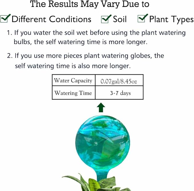 Plant Watering Stakes, Large 12pcs Flower Automatic Watering Bulbs, Plastic Plant Flower Self Watering Globes, Garden Self Watering Planter Insert for Daily Watering