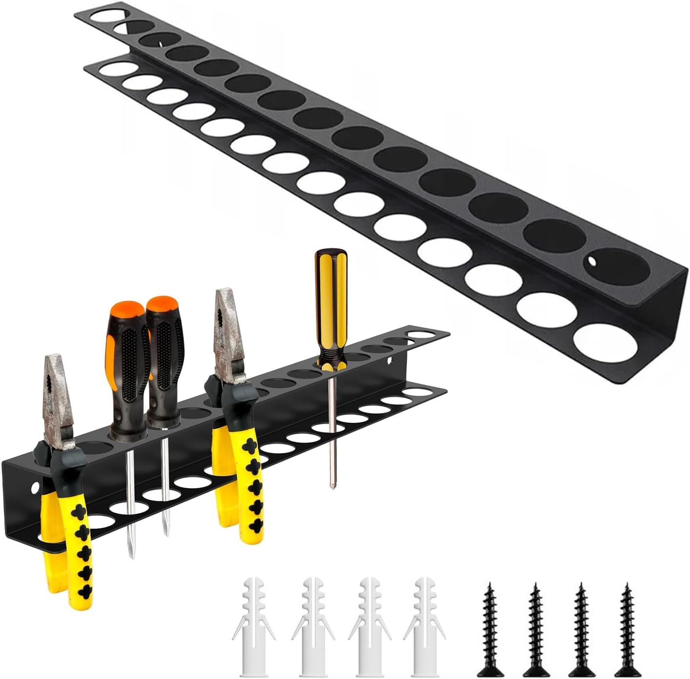 Screwdriver Plier Organizer Wall Mount Steel Wall Mount Tool Storage Rack Screwdriver Organizer Hand Tool Hammer Pliers Storage Rack For Garage Workshop Homes Workshops Sheds 1Pack