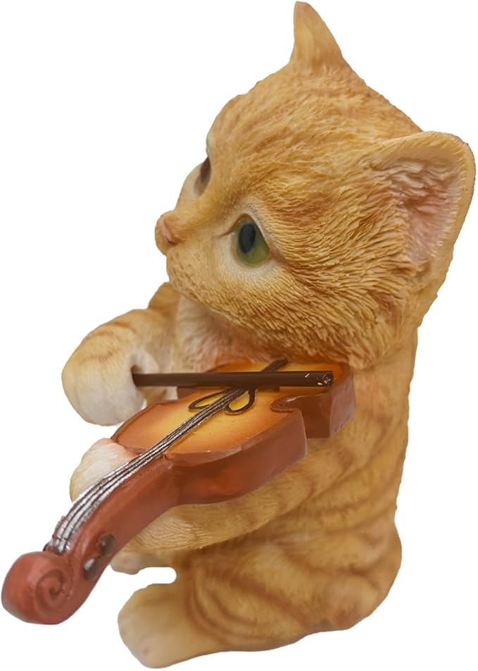 Orange Tabby Cat Garden Statue Decor, Resin Cute Sculptures Gift for Cat Lovers, Pet Memorial Stones for Loss of Pet, Kitty Figurine Art Decoration for Bedroom