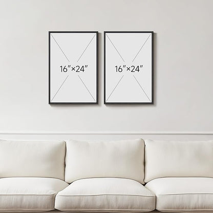 Framed Neutral Abstract Wall Art Set of 2, Modern Black Beige Brown Canvas - Image 3