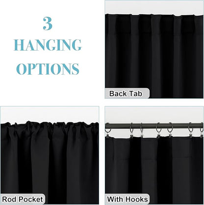 RYB HOME Blackout Curtains for Bedroom, Back Tab Curtain Drapes for Dining - Image 6