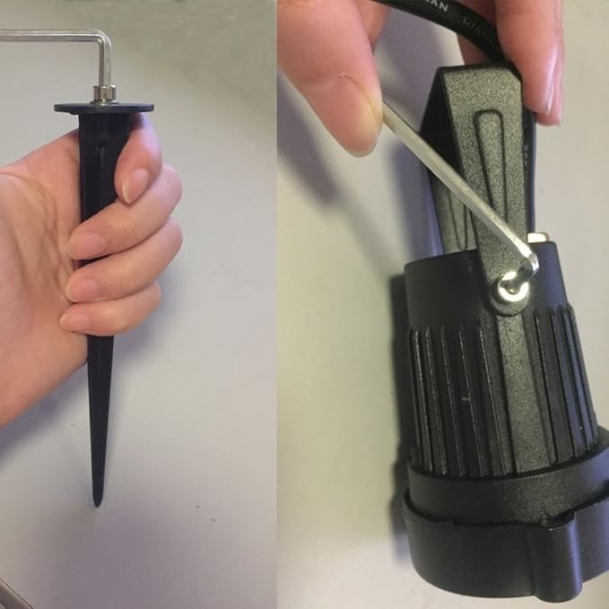 2 Pack Outdoor Landscape Lighting 5W COB LED Spotlights for Garden Lawn Wall Yard Path with Spiked Stand and Plug Adapter (Cool White)