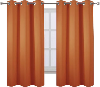LEMOMO Orange Blackout Curtains 42 x 63 Inch Length/Set of 2 Curtain - Image 2