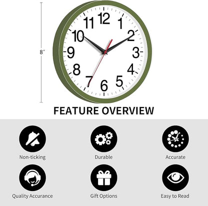 Rohioue Wall Clock Modern 8 Inch Battery Operated Silent Non Ticking Small - Image 3