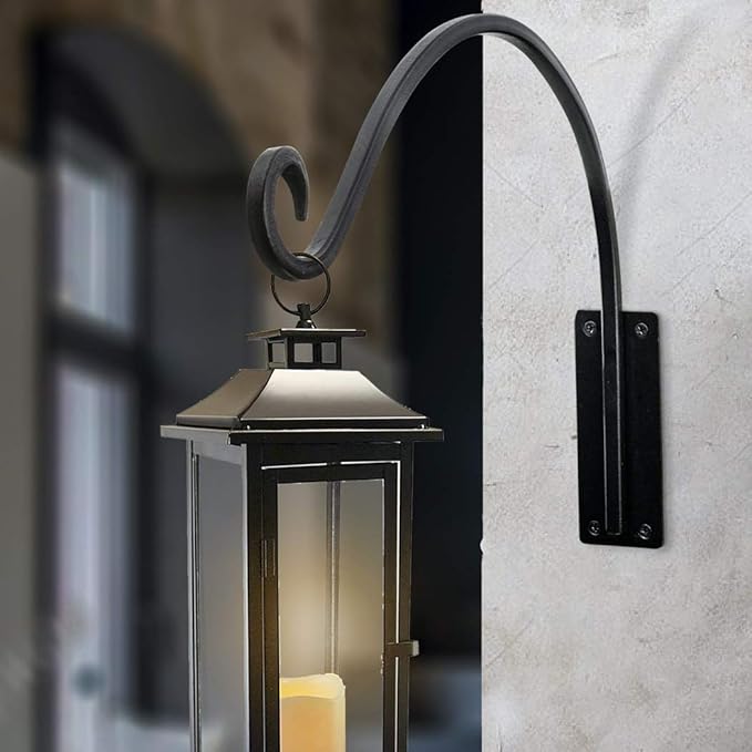 Heavy Duty Plant Hanger Bracket - Outdoor Hand-Forged Hanging Plant Bracket Durable and Stable Bird Feeder Hanger