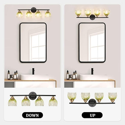 TALOYA Bathroom Vanity Light Fixtures, 4-Light Modern Black and Gold Wall Lights - Image 8
