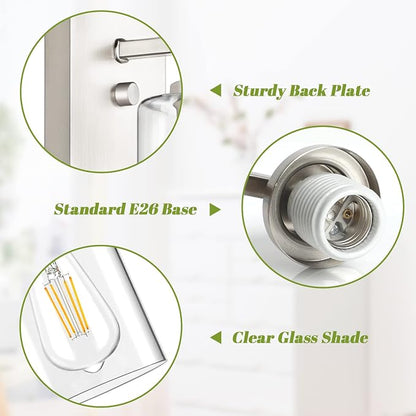 Set of 2 Wall Sconces for Bathroom, Brushed Nickel Vanity Light Fixtures - Image 7