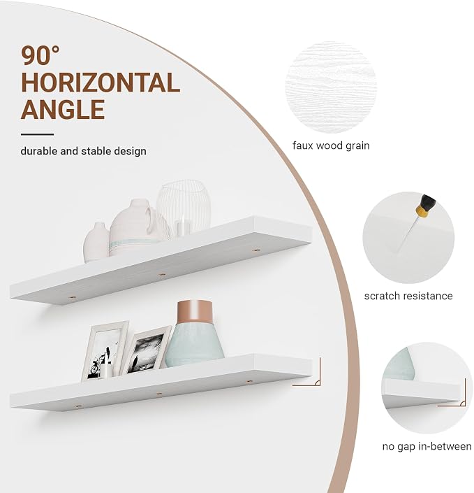 Heimlove Floating Shelves for Wall 48 Inches Long, 9.3" Deep White Floating - Image 5