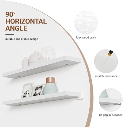 Heimlove Floating Shelves for Wall 48 Inches Long, 9.3" Deep White Floating - Image 5