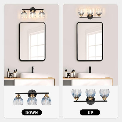 TALOYA Bathroom Vanity Light Fixtures, 3-Light Modern Black and Gold Wall - Image 8