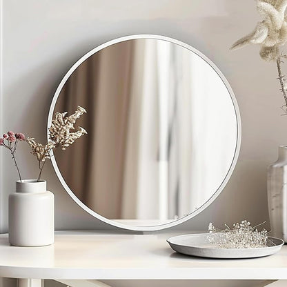 White Round Mirror 16 inch, Bathroom Mirror, Round Wall Mirrors - Image 6